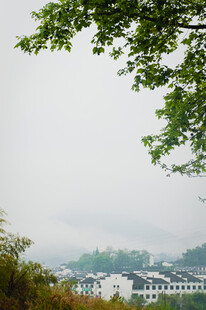 山间绿树掩映下的村落