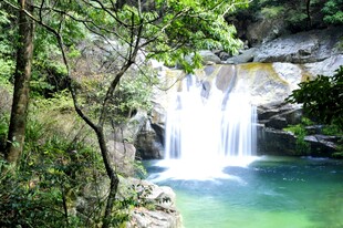 婺源山林间的秀丽瀑布景观