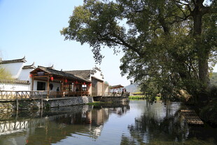 婺源江南水乡河畔古建筑风光