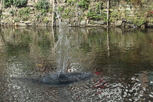 婺源池塘中的小型喷泉景观