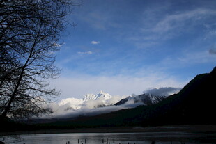 湖畔雪山美景