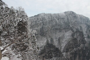 雪覆山林的壮美山景