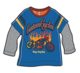 儿童火焰摩托车图案长袖上衣