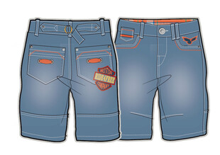 时尚蓝色牛仔短裤款式图