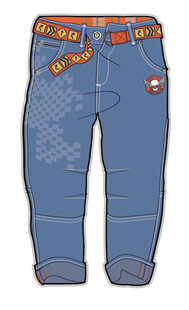 时尚蓝色牛仔儿童长裤