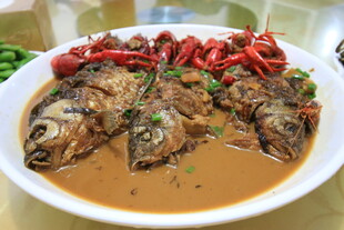 红烧鱼摆盘中的美味佳肴