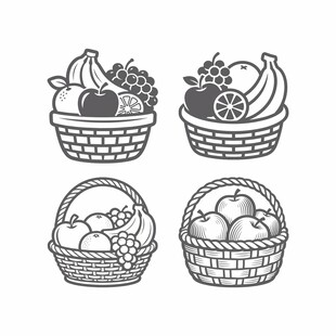 手绘水果篮图案
