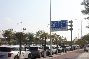 城市街道旁的停车场景