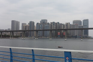 江边城市景观与桥梁