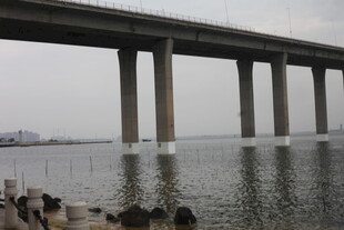 海上大桥横跨平静水面