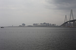 海上大桥与广阔水域景观