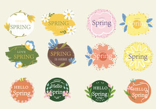 春季主题装饰标签设计