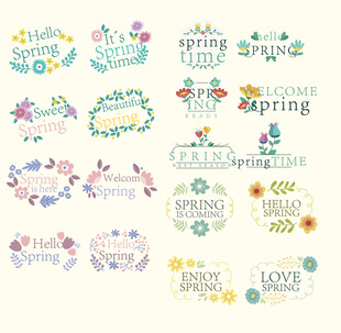 春季花卉装饰边框设计元素