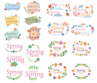 春季主题装饰花环设计元素