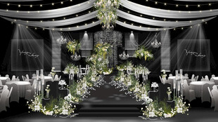 白绿水晶韩式森系婚礼现场布置