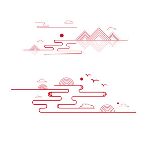 中式山水祥云花纹