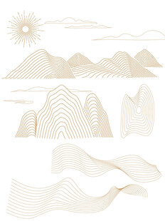 中式山水祥云花纹