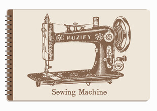 线圈本 复古缝纫机手绘稿
