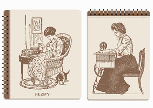 线圈本 缝纫的女子肖像画