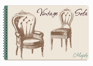 线圈本 2款入复古沙发手绘稿