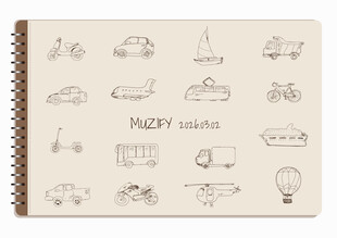 线圈本 16款入交通工具手绘稿