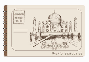 线圈本 泰姬陵素描画