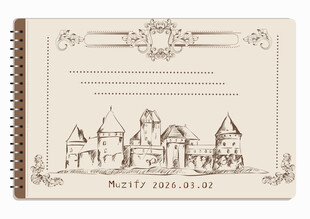 线圈本 复古风景素描画