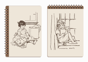 线圈本 阅读的女孩