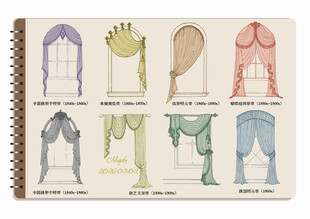 线圈本 8款入中世纪复古窗帘