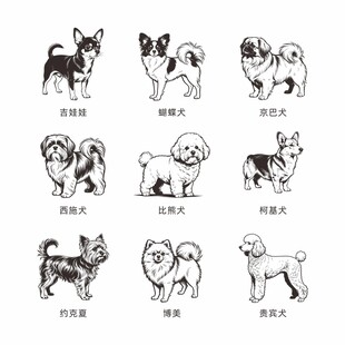 多种可爱狗狗插画集合