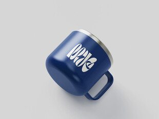 蓝色马克杯水杯样机展示