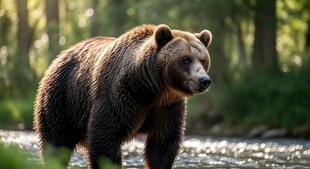 森林中站立的棕熊