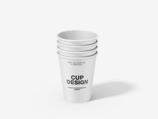 堆叠的白色一次性咖啡杯样机