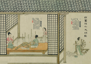 古代女子室内劳作场景