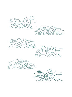 中式山水祥云花纹 