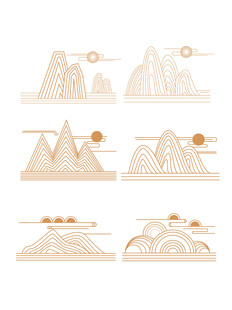 中式山水祥云花纹