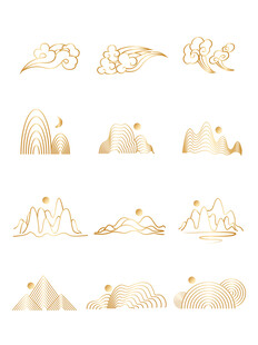 中式山水祥云花纹