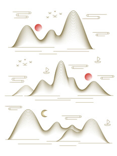 中式山水祥云花纹