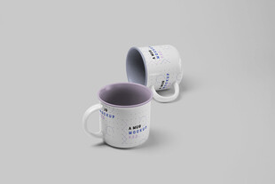 白色带柄马克杯两件套展示样机