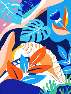 热带植物绚丽插画