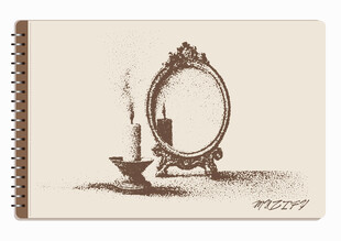 线圈本 蜡烛素描画