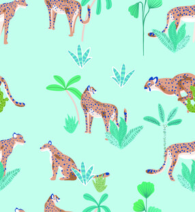 清新风动物绿植图案背景