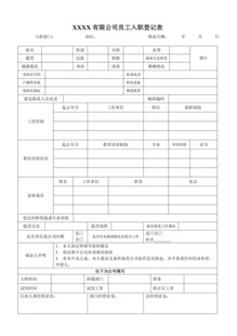 员工信息登记表模板