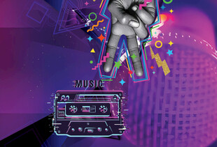 复古磁带与动感舞者画面