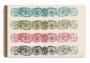 线圈本 多色复古花边