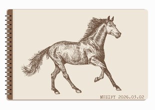 线圈本 奔马素描画