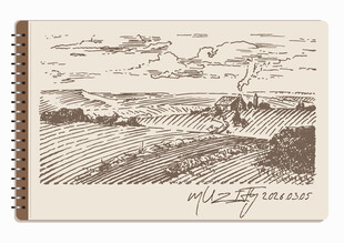 线圈本 风景素描画