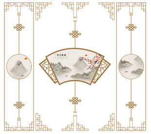 中式古典屏风装饰图案