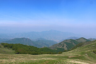 山间美景 辽阔蓝天映绿野