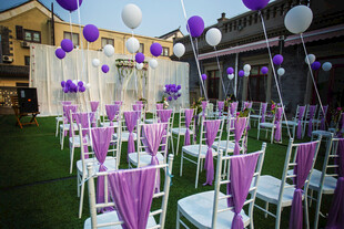 户外紫色系浪漫婚礼布置